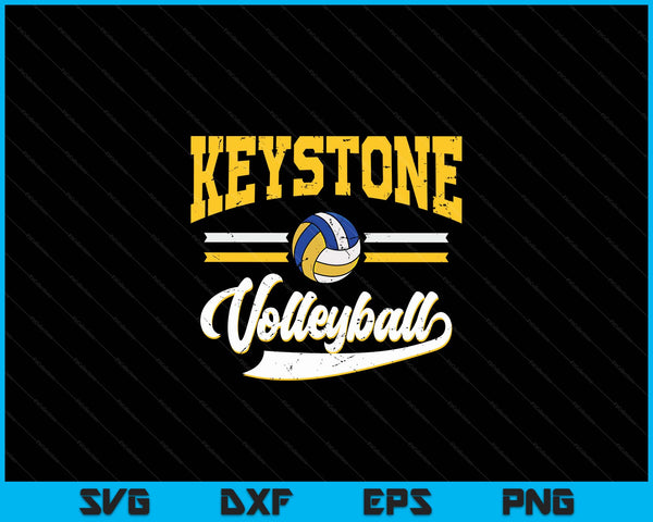 Retro Game Day Vintage Keystone Volleyball SVG PNG Digital Cutting Files