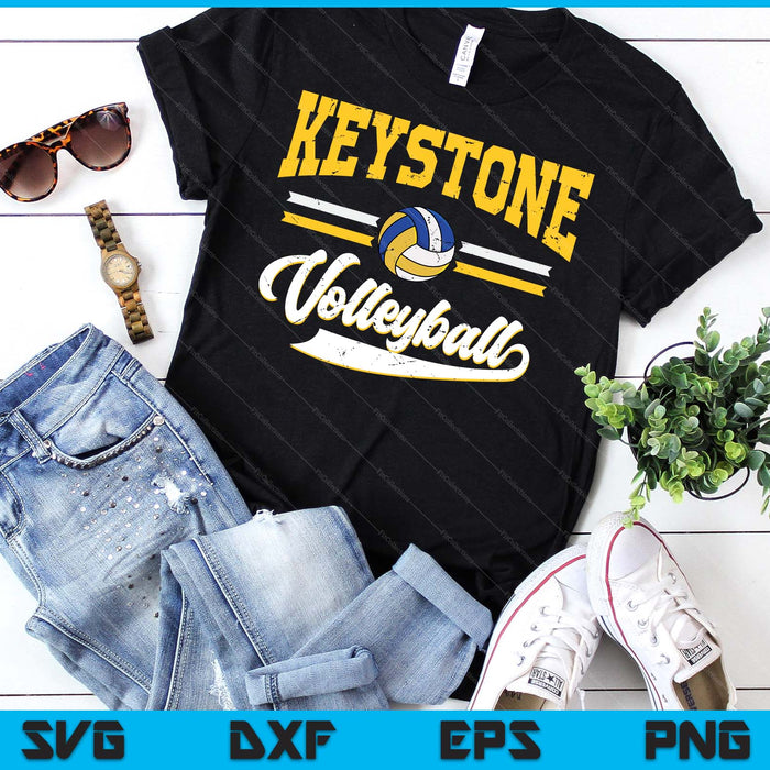 Retro Game Day Vintage Keystone Volleyball SVG PNG Digital Cutting Files