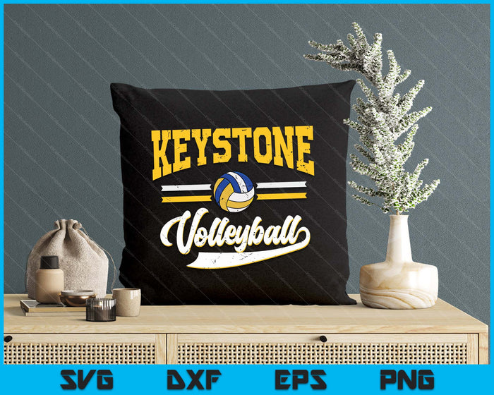 Retro Game Day Vintage Keystone Volleyball SVG PNG Digital Cutting Files