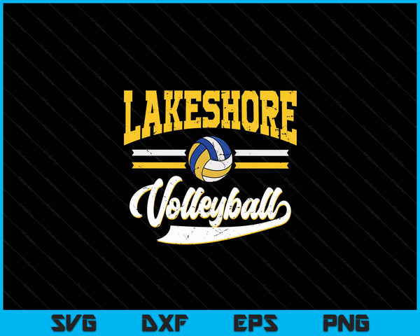 Retro Game Day Vintage Lakeshore Volleyball SVG PNG Digital Cutting Files