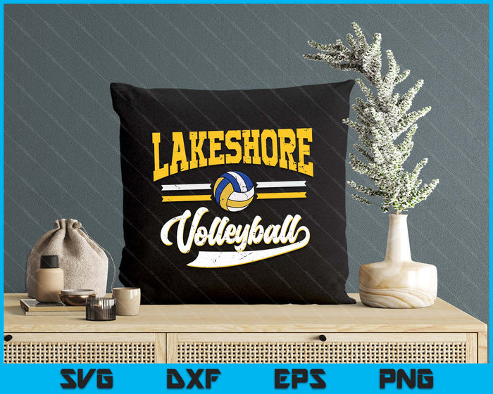 Retro Game Day Vintage Lakeshore Volleyball SVG PNG Digital Cutting Files