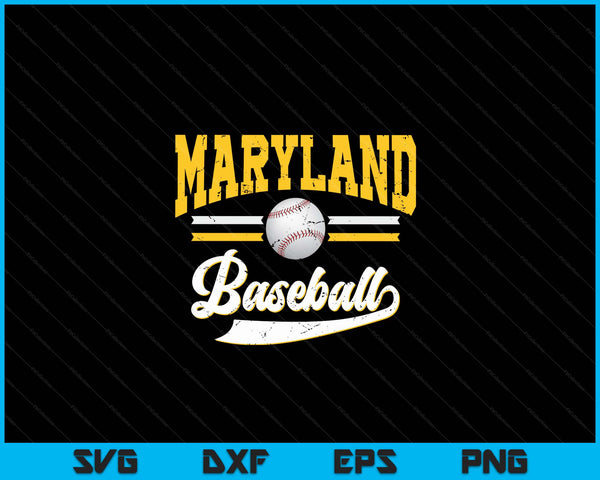 Retro Game Day Vintage Maryland Baseball SVG PNG Digital Cutting Files