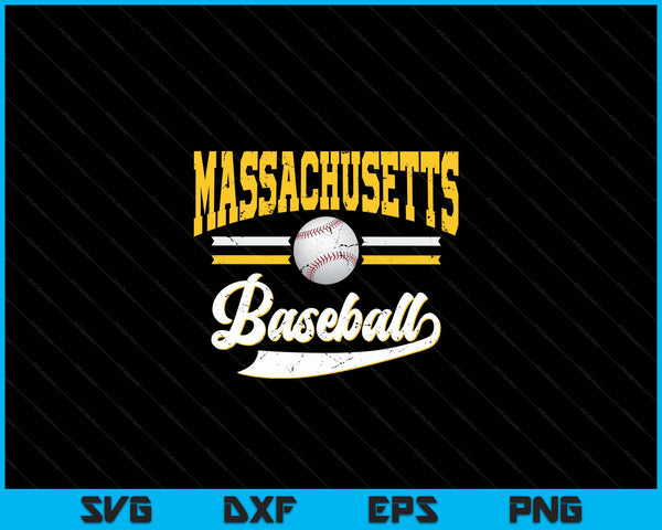 Retro Game Day Vintage Massachusetts Baseball SVG PNG Digital Cutting Files