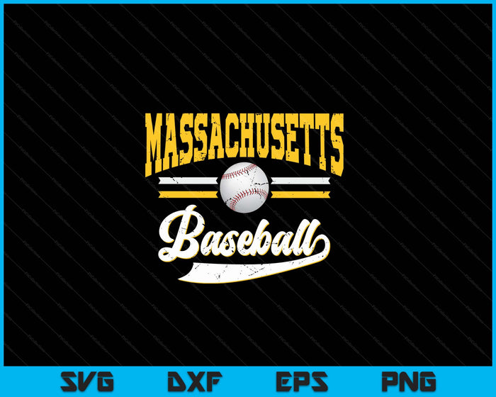 Retro Game Day Vintage Massachusetts Baseball SVG PNG Digital Cutting Files