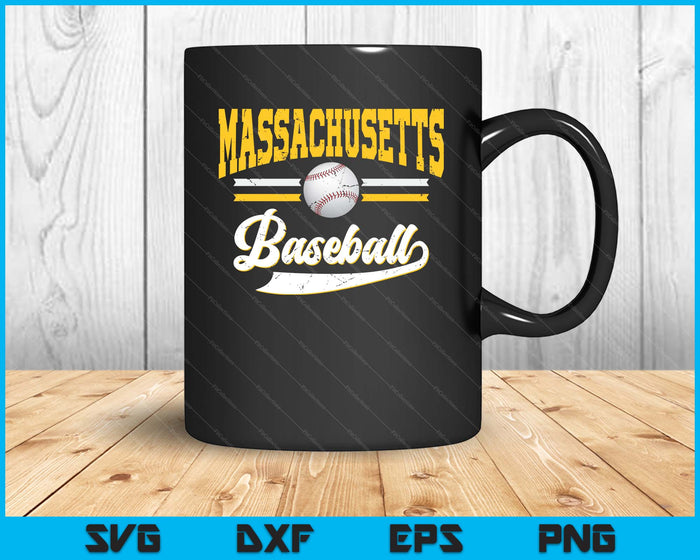 Retro Game Day Vintage Massachusetts Baseball SVG PNG Digital Cutting Files