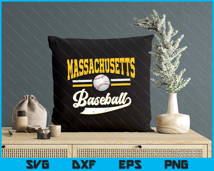 Retro Game Day Vintage Massachusetts Baseball SVG PNG Digital Cutting Files