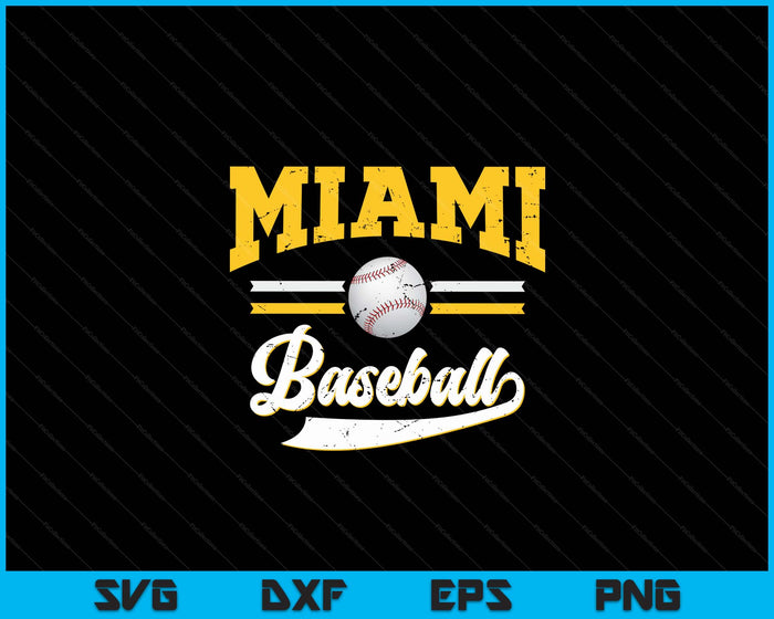 Retro Game Day Vintage Miami Baseball SVG PNG Digital Cutting Files