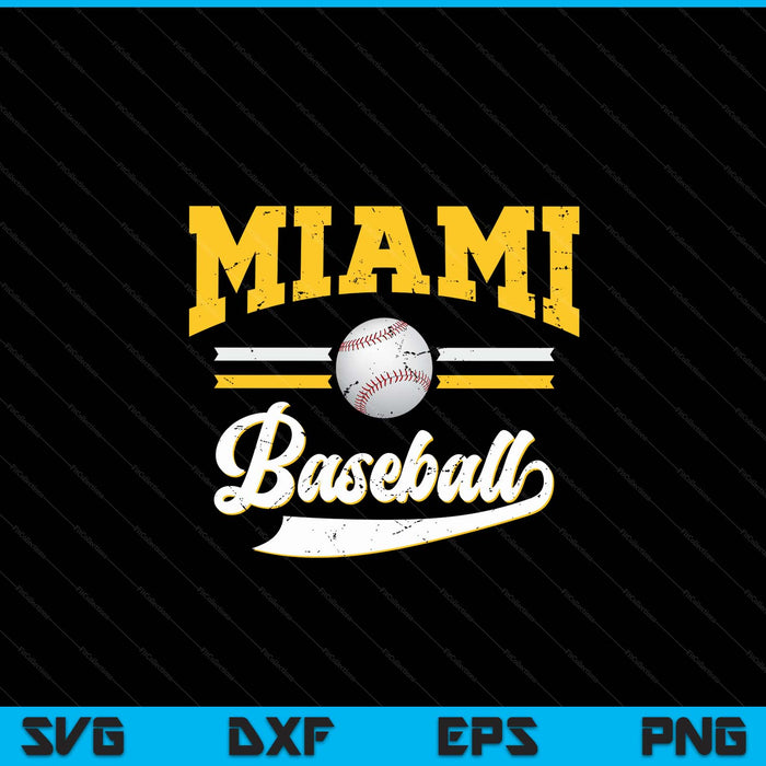 Retro game day vintage Miami baseball SVG PNG cut file for Cricut