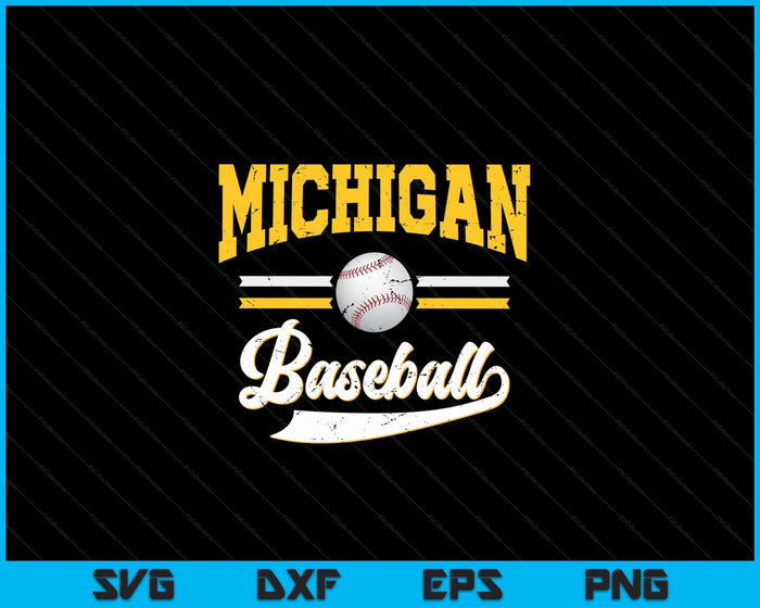 Retro Game Day Vintage Michigan Baseball SVG PNG Digital Cutting Files