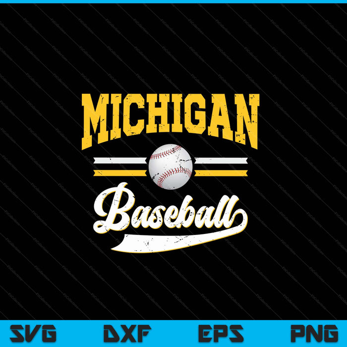 Retro Game Day Vintage Michigan Baseball SVG PNG Digital Cutting Files