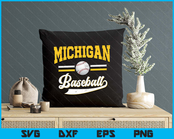 Retro Game Day Vintage Michigan Baseball SVG PNG Digital Cutting Files