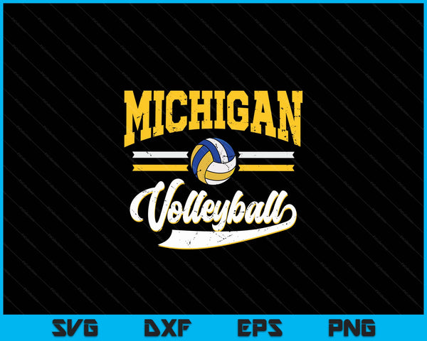 Retro Game Day Vintage Michigan Volleyball SVG PNG Digital Cutting Files