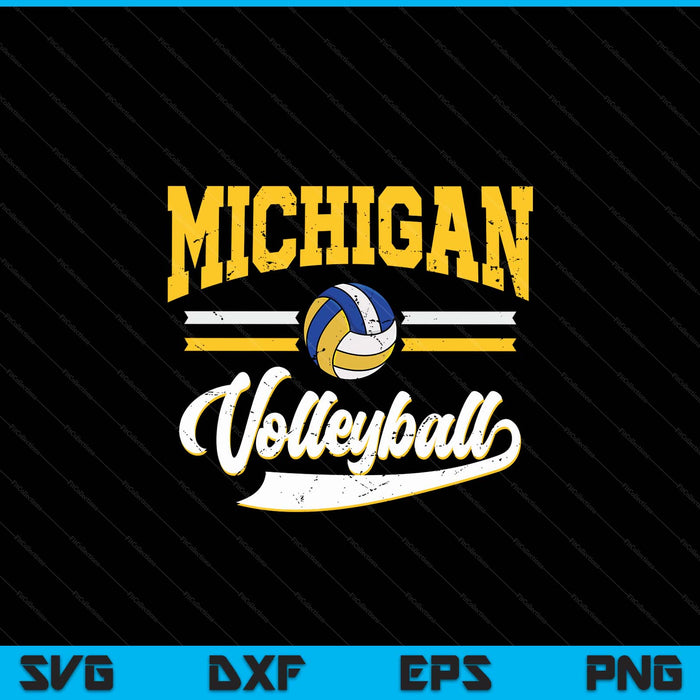 Retro game day vintage Michigan volleyball SVG PNG cut file for Cricut