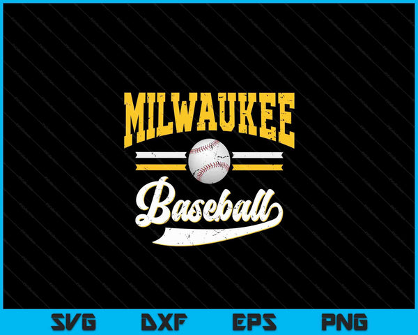 Retro game day vintage Milwaukee baseball SVG PNG cut file for Cricut