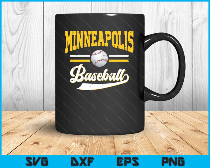 Retro Game Day Vintage Minneapolis Baseball SVG PNG Digital Cutting Files