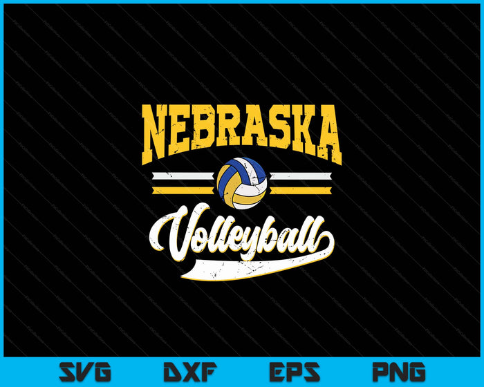 Retro Game Day Vintage Nebraska Volleyball SVG PNG Digital Cutting Files