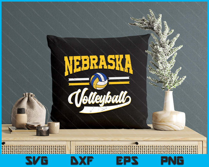 Retro Game Day Vintage Nebraska Volleyball SVG PNG Digital Cutting Files