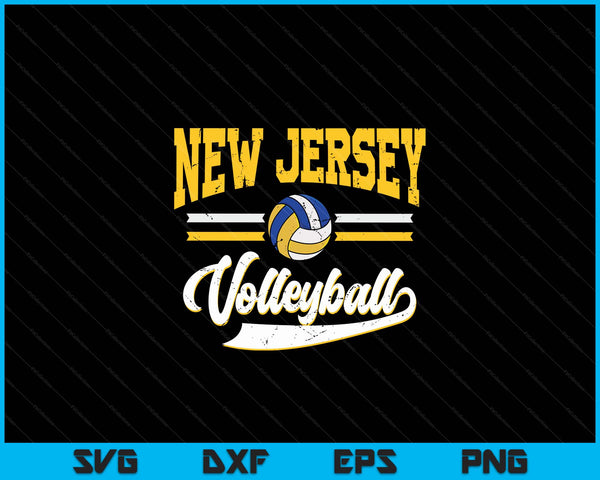 Retro Game Day Vintage New Jersey Volleyball SVG PNG Digital Cutting Files