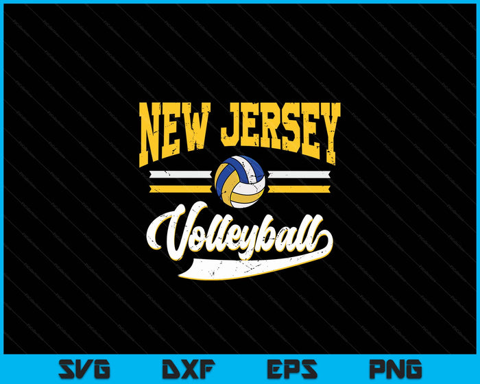 Retro Game Day Vintage New Jersey Volleyball SVG PNG Digital Cutting Files