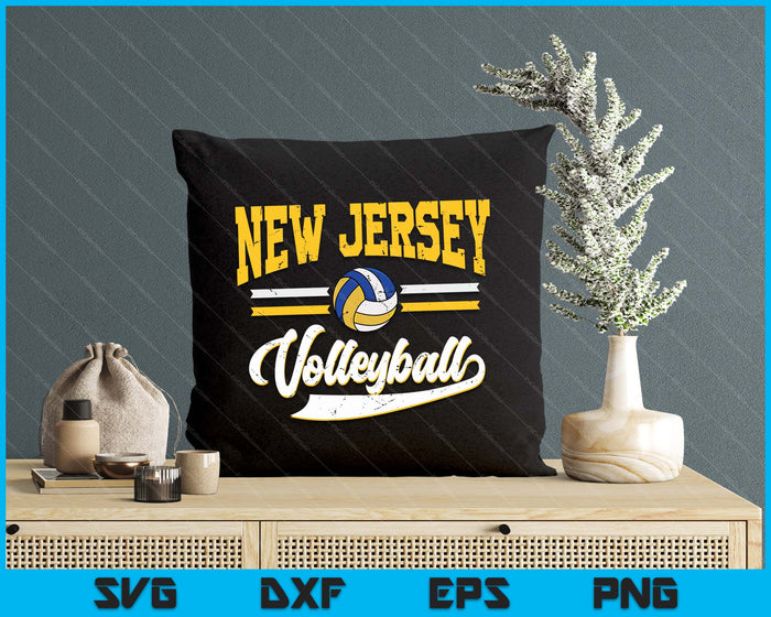 Retro Game Day Vintage New Jersey Volleyball SVG PNG Digital Cutting Files