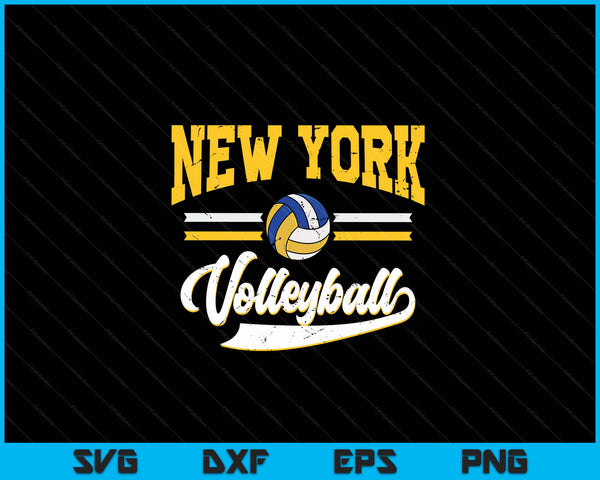 Retro Game Day Vintage New York Volleyball SVG PNG Digital Cutting Files