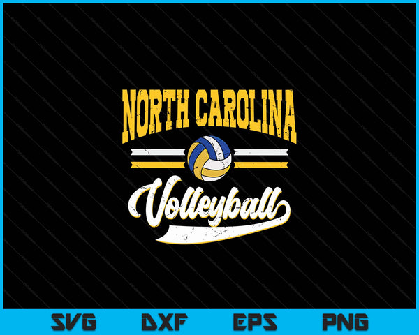 Retro Game Day Vintage North Carolina Volleyball SVG PNG Digital Cutting Files