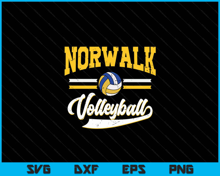 Retro Game Day Vintage Norwalk Volleyball SVG PNG Digital Cutting Files