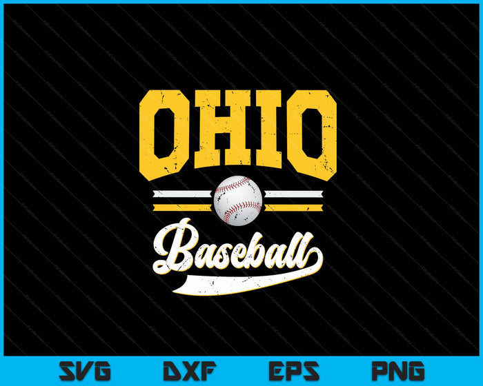 Retro Game Day Vintage Ohio Baseball SVG PNG Digital Cutting Files