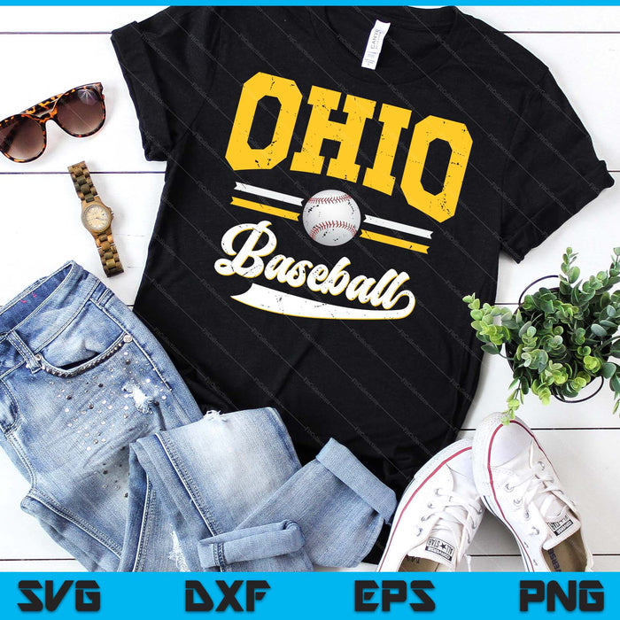 Retro Game Day Vintage Ohio Baseball SVG PNG Digital Cutting Files