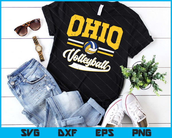 Retro Game Day Vintage Ohio Volleyball SVG PNG Digital Cutting Files