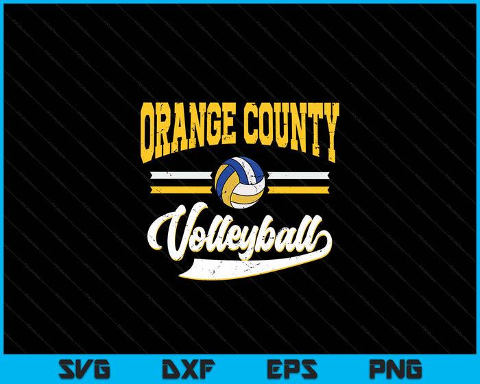 Retro Game Day Vintage Orange County Volleyball SVG PNG Digital Cutting Files