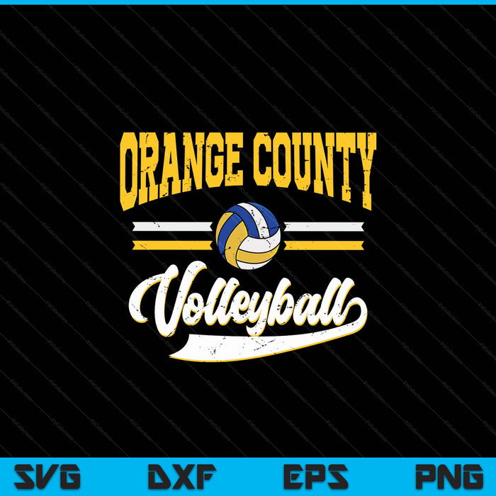 Retro game day vintage orange county volleyball SVG PNG cut file for Cricut