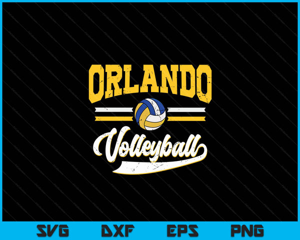 Retro Game Day Vintage Orlando Volleyball SVG PNG Digital Cutting Files