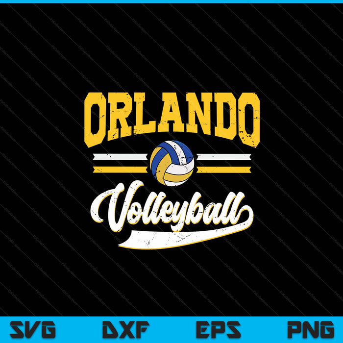 Retro Game Day Vintage Orlando Volleyball SVG PNG Digital Cutting Files