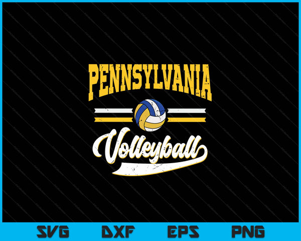 Retro Game Day Vintage Pennsylvania Volleyball SVG PNG Digital Cutting Files