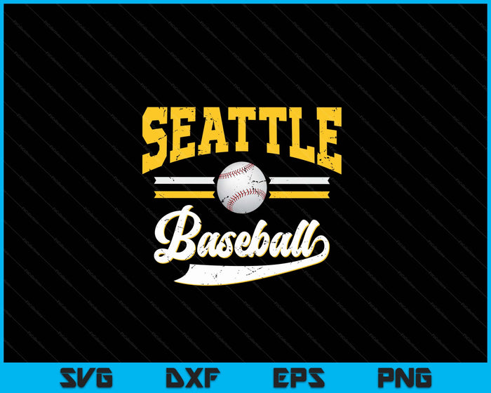 Retro Game Day Vintage Seattle Baseball SVG PNG Digital Cutting Files