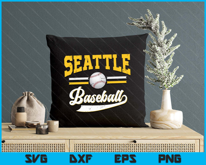 Retro Game Day Vintage Seattle Baseball SVG PNG Digital Cutting Files