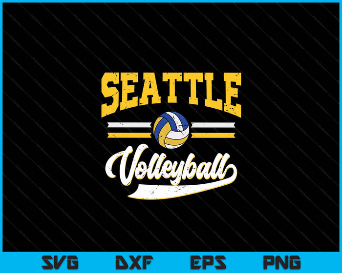 Retro Game Day Vintage Seattle Volleyball SVG PNG Digital Cutting Files