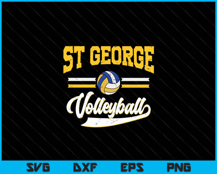 Retro Game Day Vintage St George Volleyball SVG PNG Digital Cutting Files