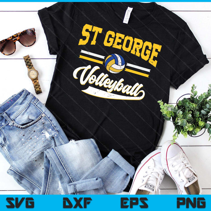 Retro Game Day Vintage St George Volleyball SVG PNG Digital Cutting Files