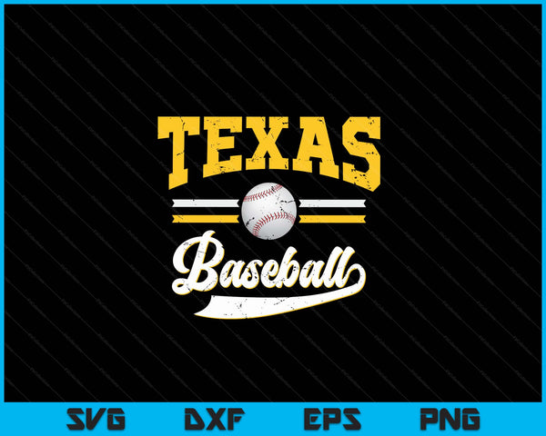 Retro Game Day Vintage Texas Baseball SVG PNG Digital Cutting Files