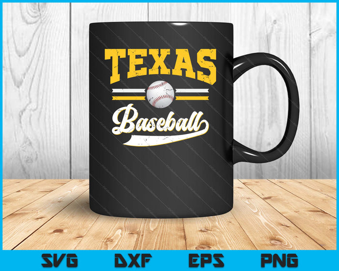 Retro Game Day Vintage Texas Baseball SVG PNG Digital Cutting Files