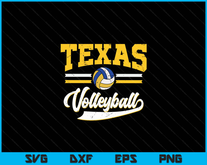 Retro Game Day Vintage Texas Volleyball SVG PNG Digital Cutting Files