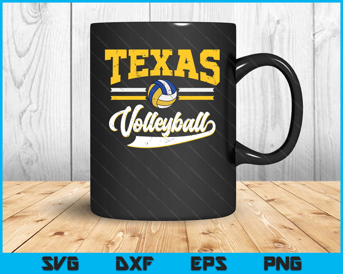 Retro Game Day Vintage Texas Volleyball SVG PNG Digital Cutting Files