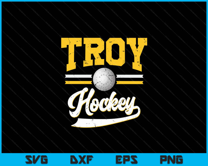 Retro Game Day Vintage Troy Hockey SVG PNG Digital Cutting Files