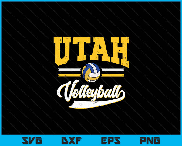 Retro Game Day Vintage Utah Volleyball SVG PNG Digital Cutting Files