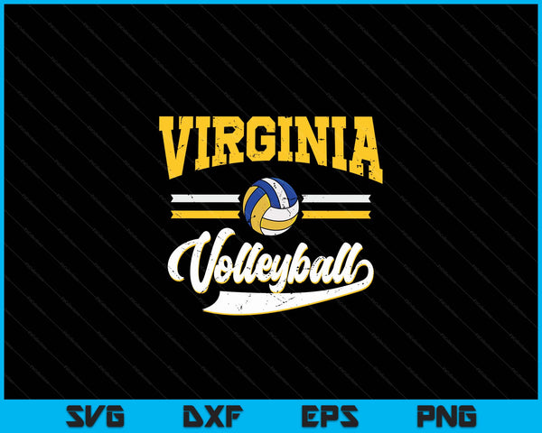 Retro Game Day Vintage Virginia Volleyball SVG PNG Digital Cutting Files