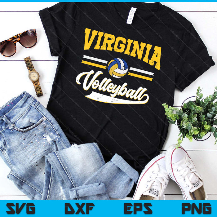 Retro Game Day Vintage Virginia Volleyball SVG PNG Digital Cutting Files
