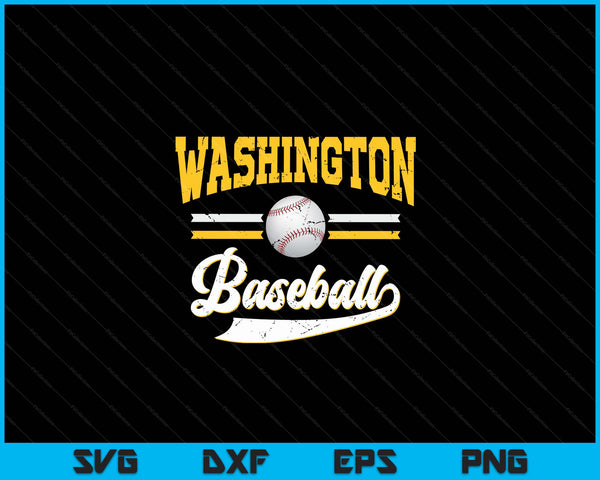 Retro Game Day Vintage Washington Baseball SVG PNG Digital Cutting Files