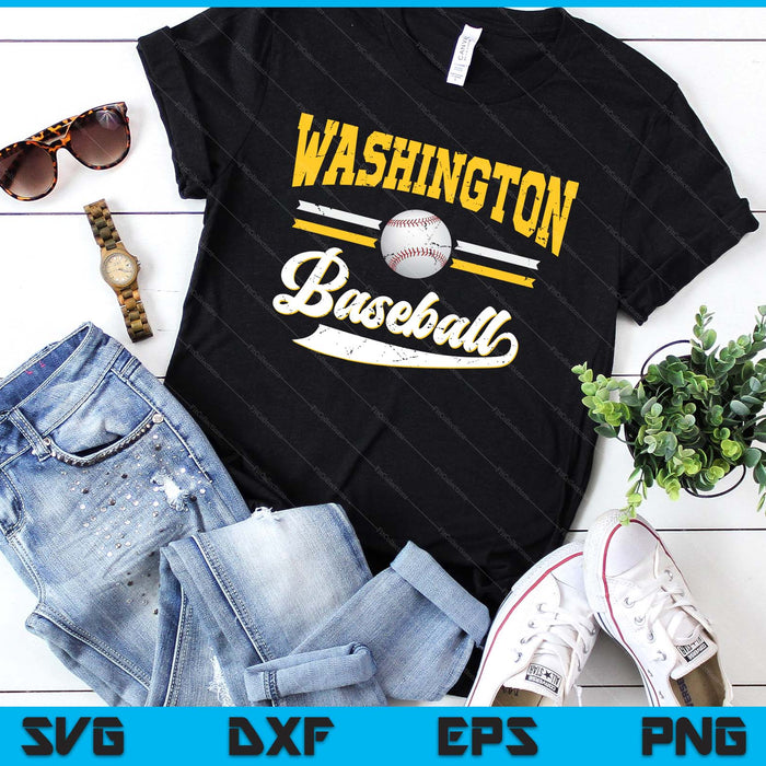 Retro Game Day Vintage Washington Baseball SVG PNG Digital Cutting Files